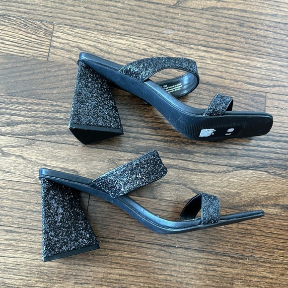 Abound Carina Black Glittered Heeled Slide Womens Dress Sandals Size 10 - Picture 8 of 13